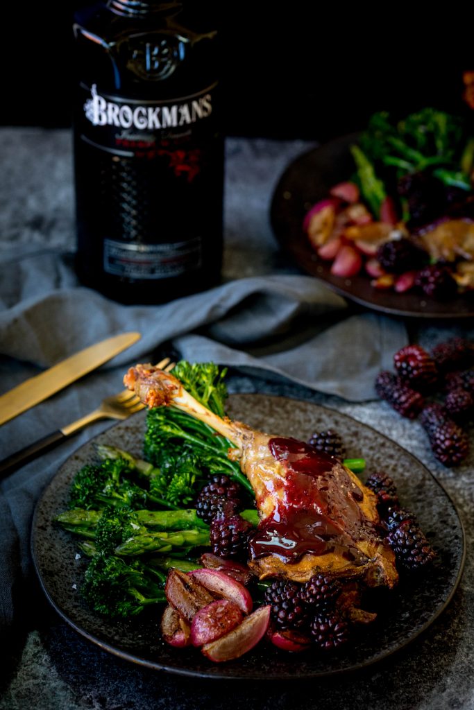 Brockmans Gin with blackberries and confit duck