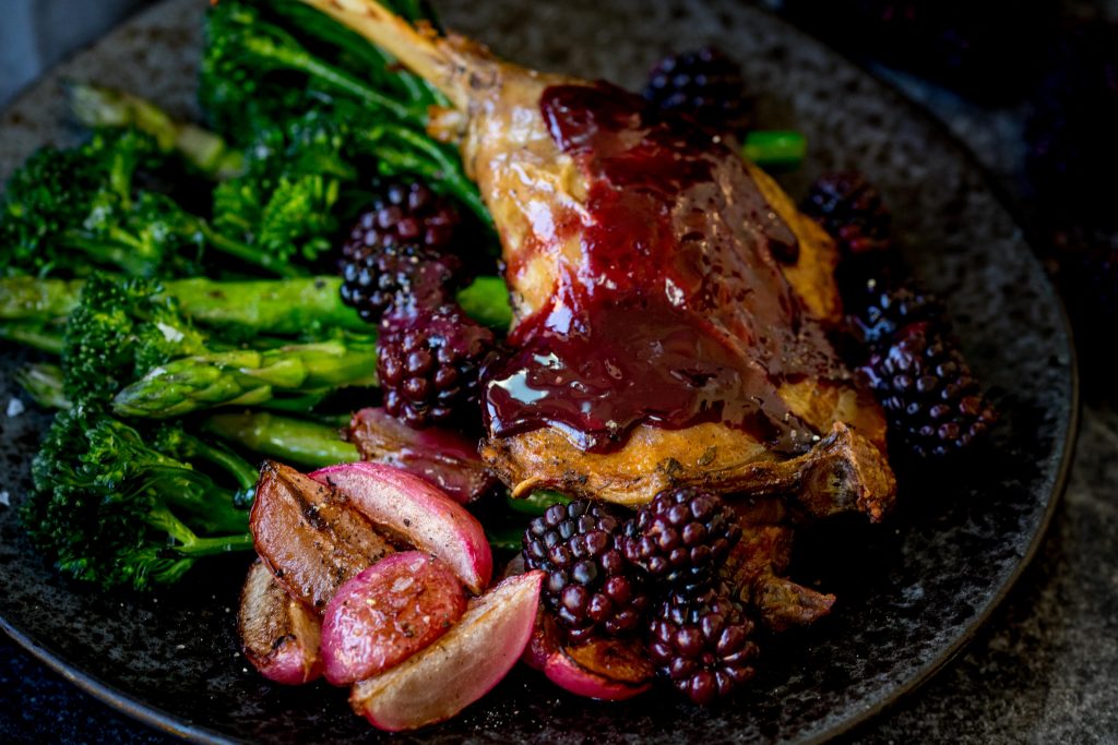 Brockmans Gin with blackberries and confit duck