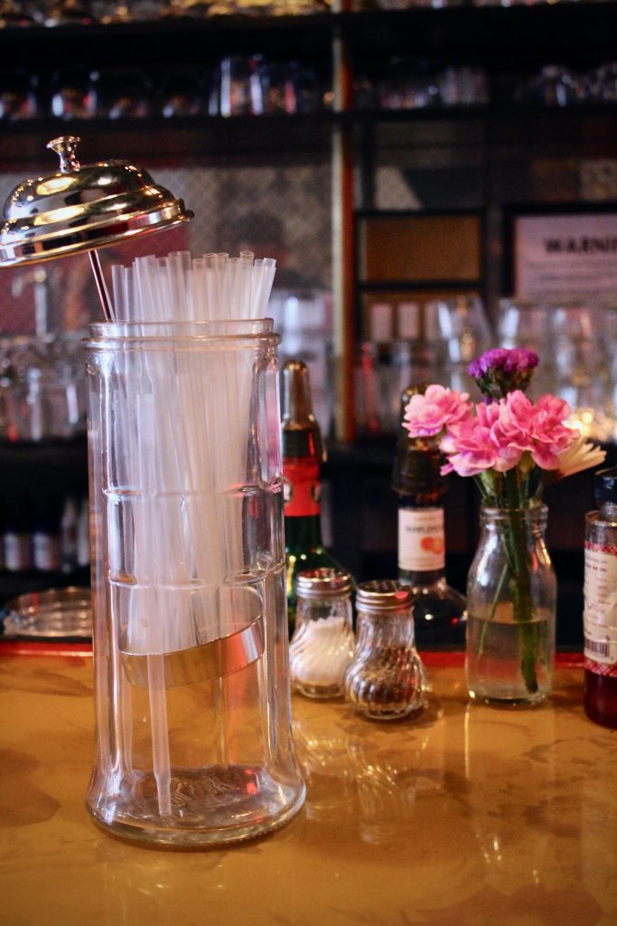 Instead of plastic straws, bartenders at Butter and Scotch use compostable straws in all highball drinks, no questions asked.
