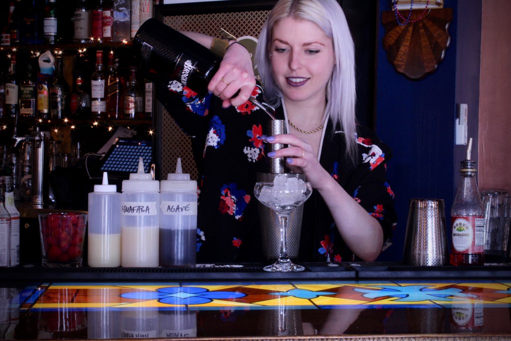 Kari Rosenfeld makes her "Lawn Party" with Brockmans Gin at The Thirsty Soul in Philadelphia, PA