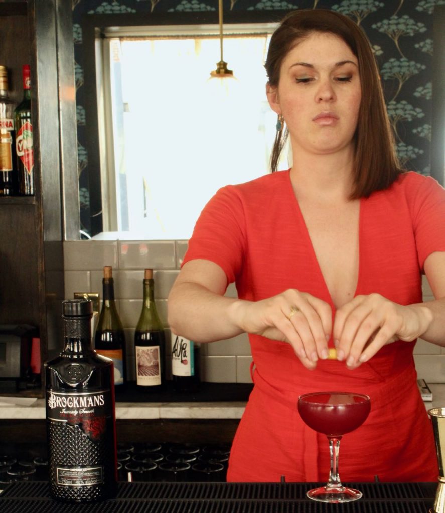 Amber Smith makes Maureen Shannon's Brockmans cocktail, the BFF 75 at Fishtown Social in Philadelphia