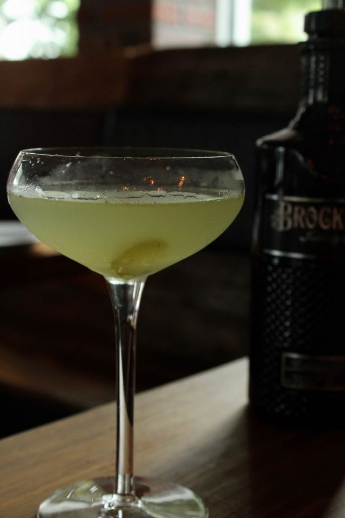 Roger Bencosme makes his Brockmans cocktail, Hemingway's Cure, at Brewology in Speonk, Long Island