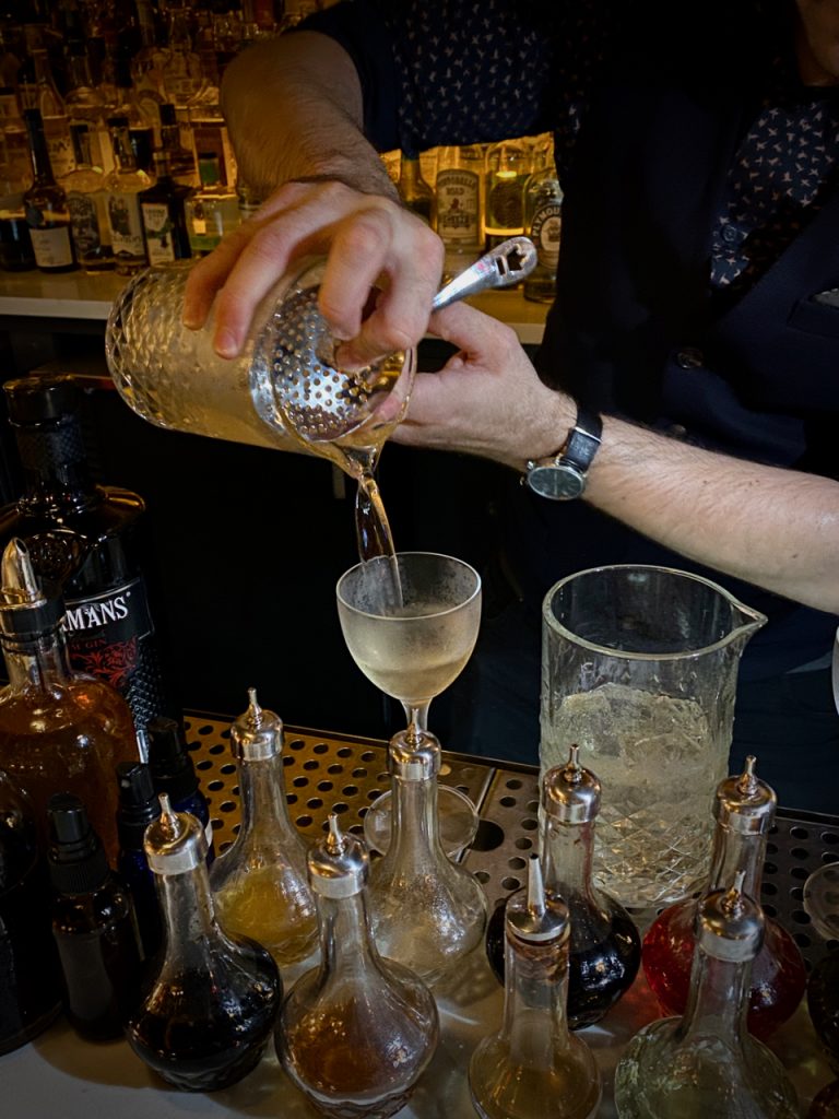 Brendan O'Sullivan makes his Brockmans creation, the "Melody Lane", at Valerie in New York City