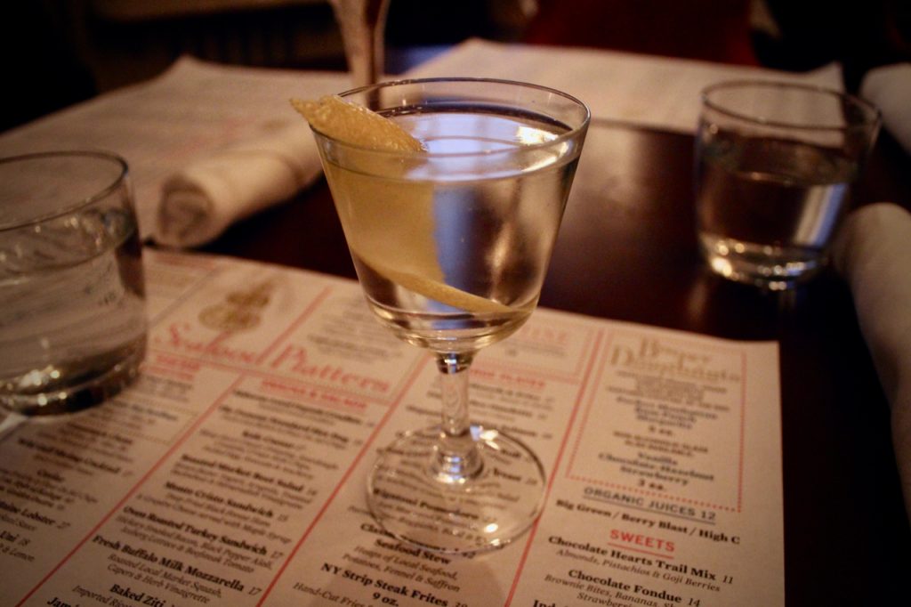 A 50/50 Brockmans Gin martini at the Standard Hotel in New York City.